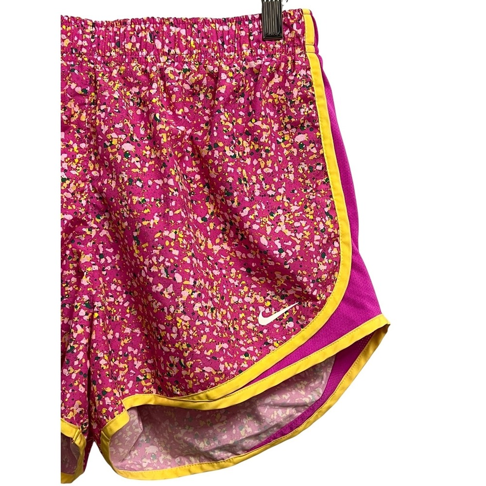 Nike Dri-FIT Tempo Shorts Womens Large Pink Yellow Splatter Running Sporty Gym - Picture 3 of 8